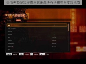 热血无赖游戏报错与跳出解决办法研究与实践指南