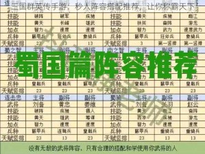 三国群英传手游：秒人阵容搭配推荐，让你称霸天下