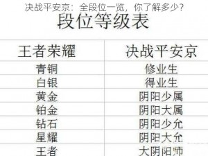 决战平安京：全段位一览，你了解多少？