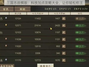 三国志战棋版：科技加点攻略大全，让你轻松称王