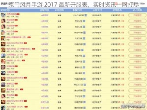 京门风月手游 2017 最新开服表，实时资讯一网打尽