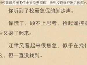 捡到校霸遥控器 TXT 全文免费阅读：捡到校霸遥控器后该怎么办？