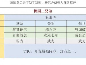 三国谋定天下新手攻略：开荒必备强力阵容推荐