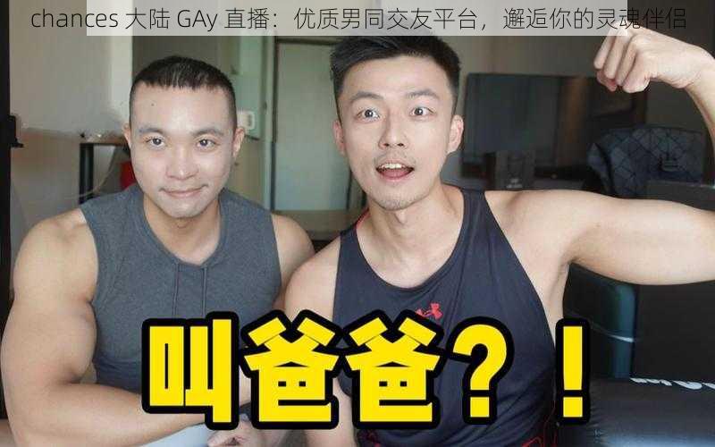 chances 大陆 GAy 直播:优质男同交友平台,邂逅你的灵魂伴侣