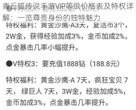 青丘狐传说手游VIP等级价格表及特权详解：一览尊贵身份的独特魅力