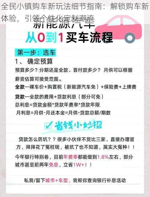 全民小镇购车新玩法细节指南：解锁购车新体验，引领个性化定制潮流