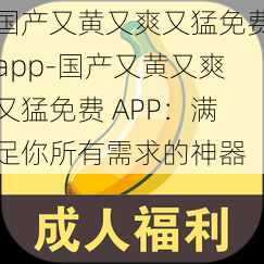 国产又黄又爽又猛免费app-国产又黄又爽又猛免费 APP：满足你所有需求的神器