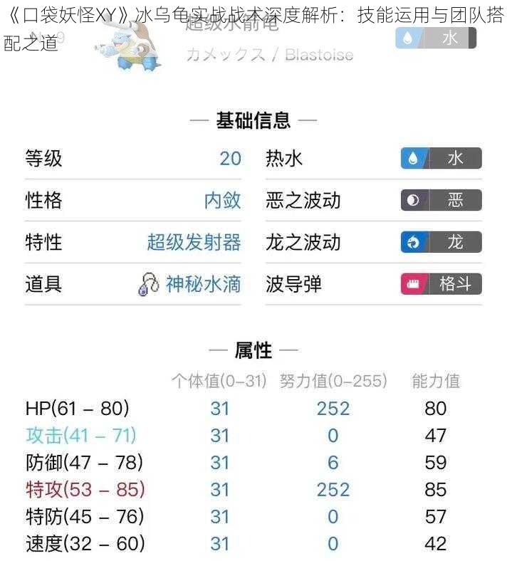 《口袋妖怪XY》冰乌龟实战战术深度解析：技能运用与团队搭配之道