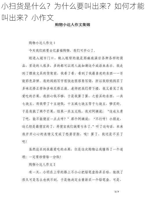 小扫货是什么？为什么要叫出来？如何才能叫出来？小作文