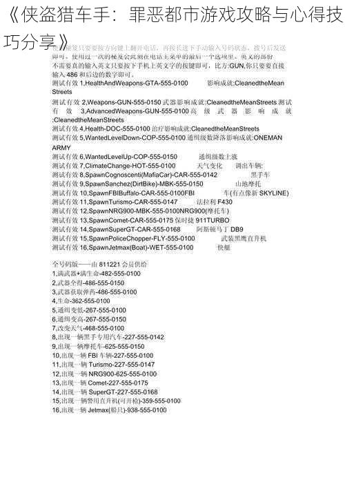 《侠盗猎车手：罪恶都市游戏攻略与心得技巧分享》