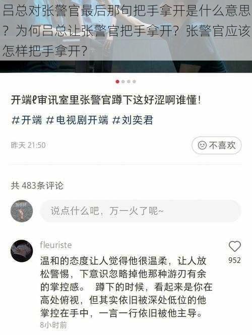 吕总对张警官最后那句把手拿开是什么意思？为何吕总让张警官把手拿开？张警官应该怎样把手拿开？