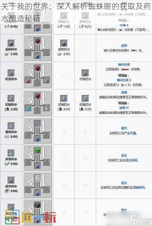 关于我的世界：深入解析蜘蛛眼的获取及药水酿造秘籍