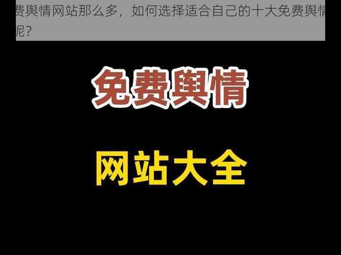 免费舆情网站那么多，如何选择适合自己的十大免费舆情网站呢？