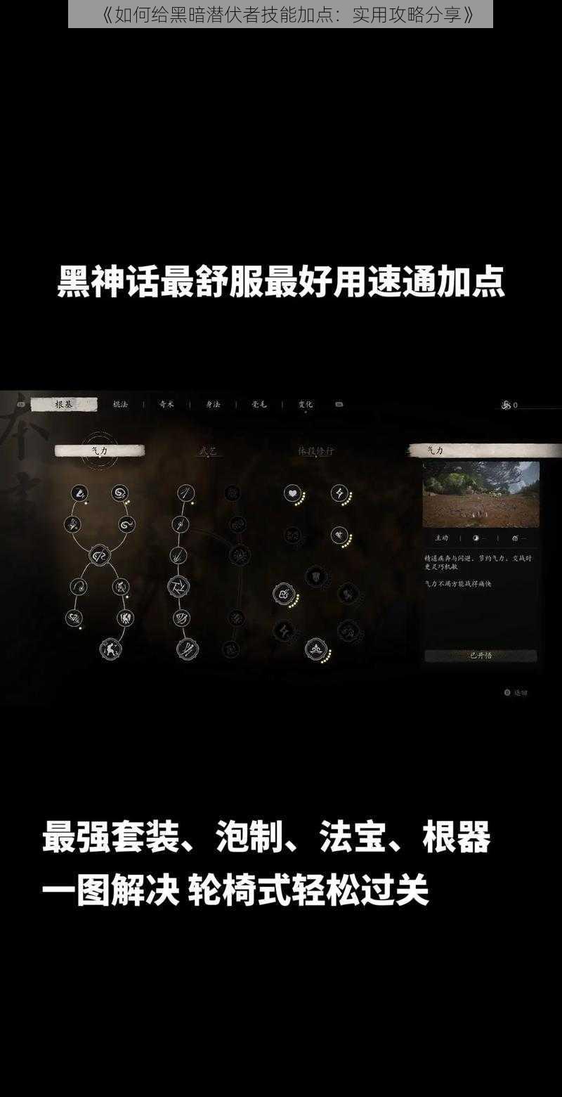 《如何给黑暗潜伏者技能加点：实用攻略分享》