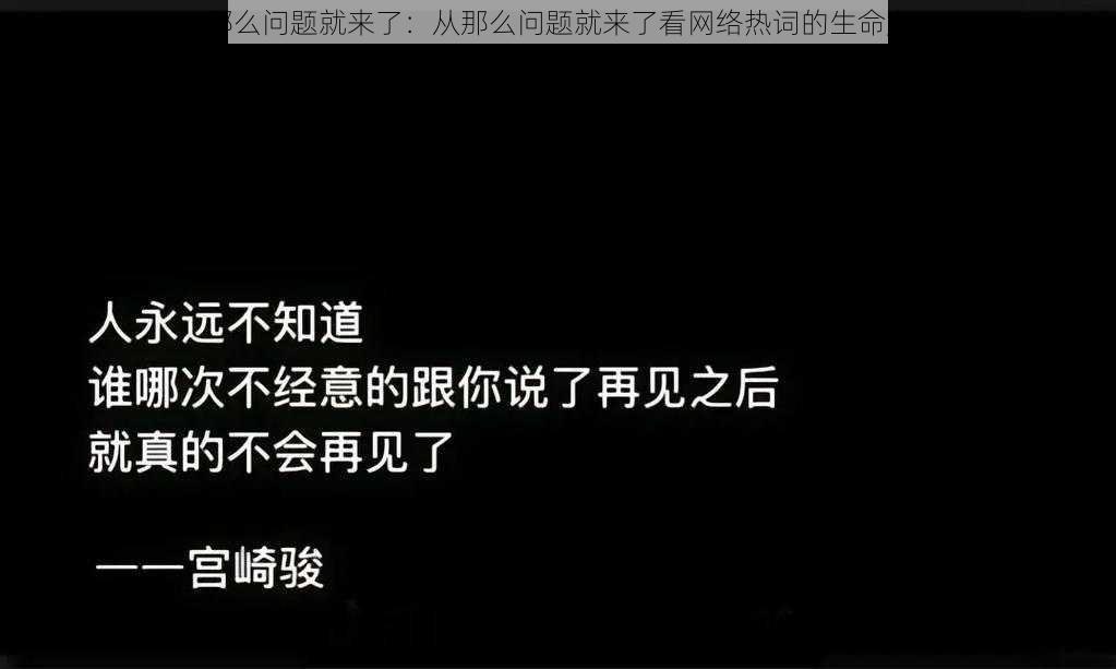 那么问题就来了：从那么问题就来了看网络热词的生命力