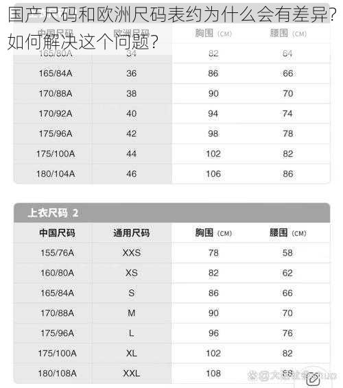 国产尺码和欧洲尺码表约为什么会有差异？如何解决这个问题？