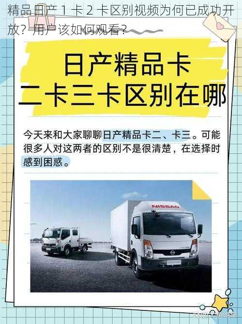 精品日产 1 卡 2 卡区别视频为何已成功开放？用户该如何观看？