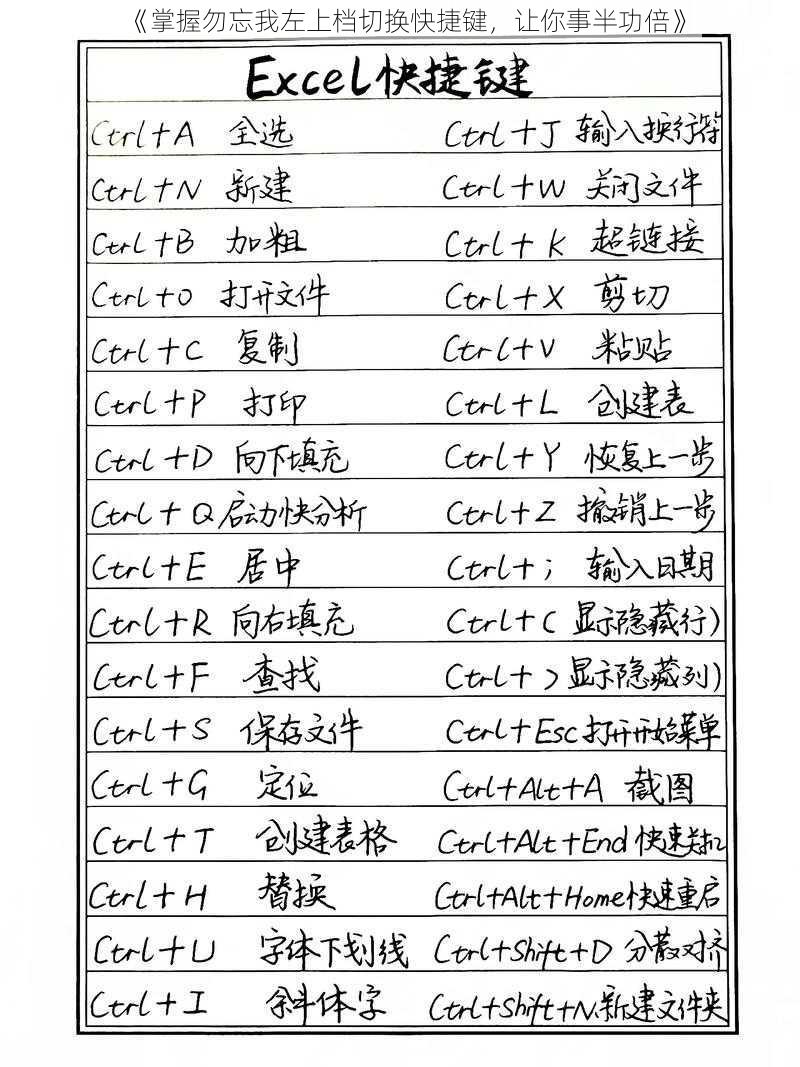 《掌握勿忘我左上档切换快捷键，让你事半功倍》