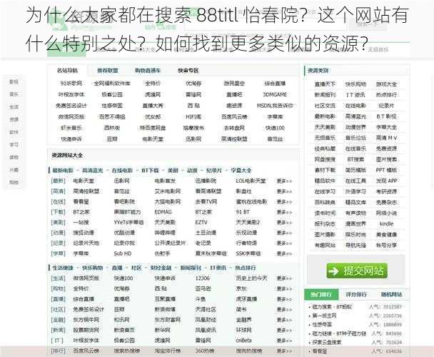 为什么大家都在搜索 88titl 怡春院？这个网站有什么特别之处？如何找到更多类似的资源？