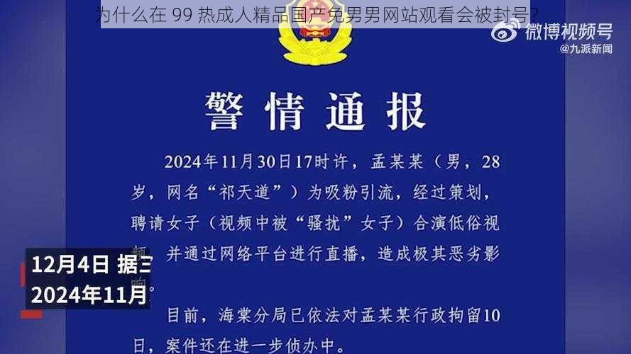 为什么在 99 热成人精品国产免男男网站观看会被封号？