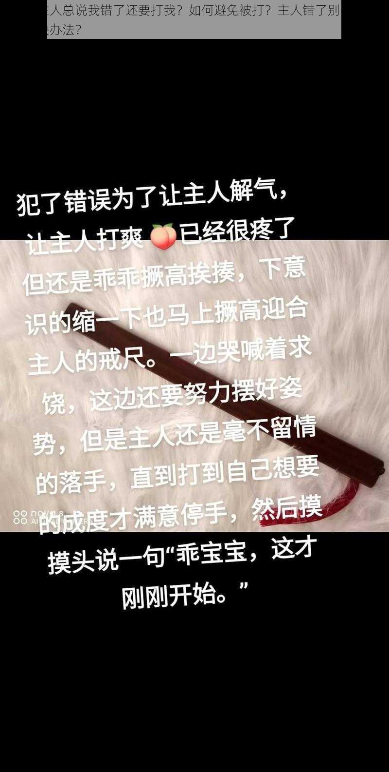 为什么主人总说我错了还要打我？如何避免被打？主人错了别打我了有什么解决办法？