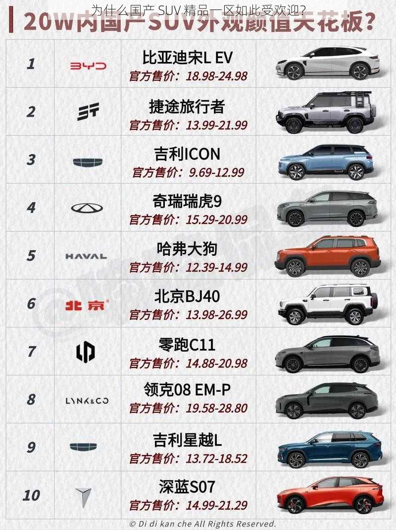 为什么国产 SUV 精品一区如此受欢迎？