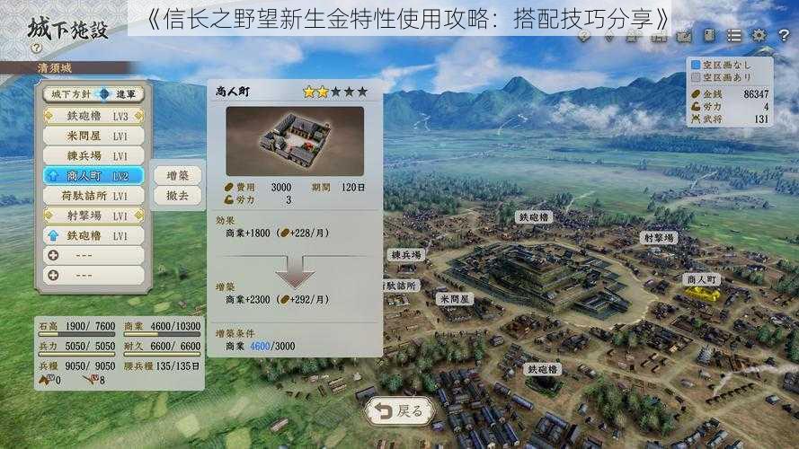 《信长之野望新生金特性使用攻略：搭配技巧分享》