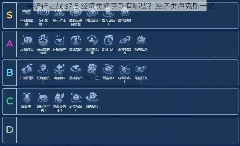 金铲铲之战 s7.5 经济类海克斯有哪些？经济类海克斯一览