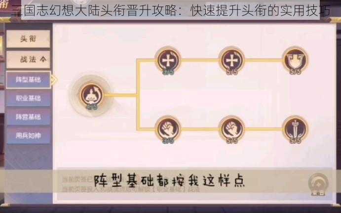 三国志幻想大陆头衔晋升攻略：快速提升头衔的实用技巧