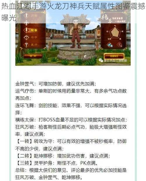 热血江湖手游火龙刀神兵天赋属性图鉴震撼曝光