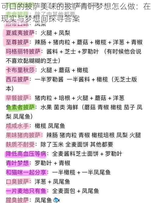 可口的披萨美味的披萨青叶梦想怎么做：在现实与梦想间探寻答案