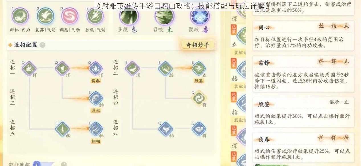 《射雕英雄传手游白驼山攻略：技能搭配与玩法详解》