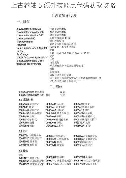 上古卷轴 5 额外技能点代码获取攻略